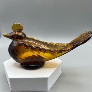 Blown Yellow Glass Bird Figurine, Syrian, Vintage